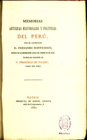 Fernando de Montesinos. Kroniki historii i podboju imperium Inków