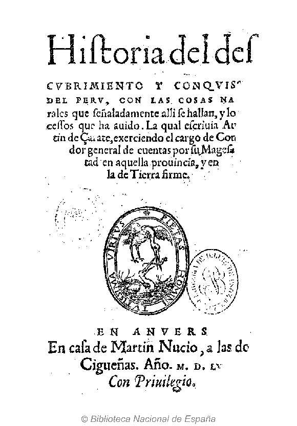 Agustín de Zárate. Kroniki historii i podboju imperium Inków