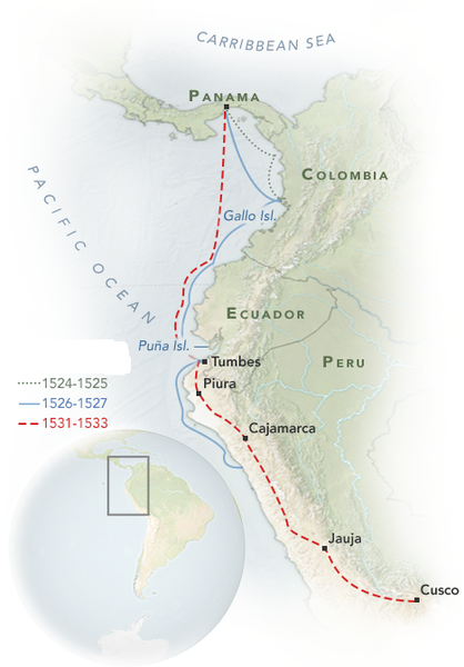 Wyprawy Francisco Pizarro - Mapy i schematy związane z imperium Inków