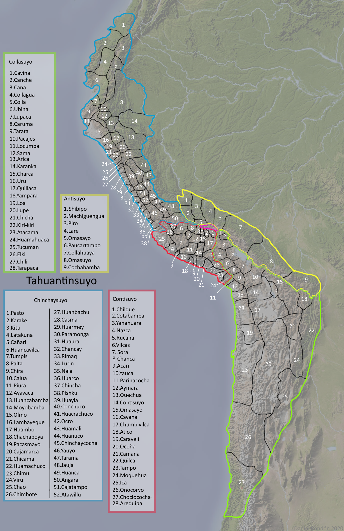 Huamani na obszarze państwa Inków